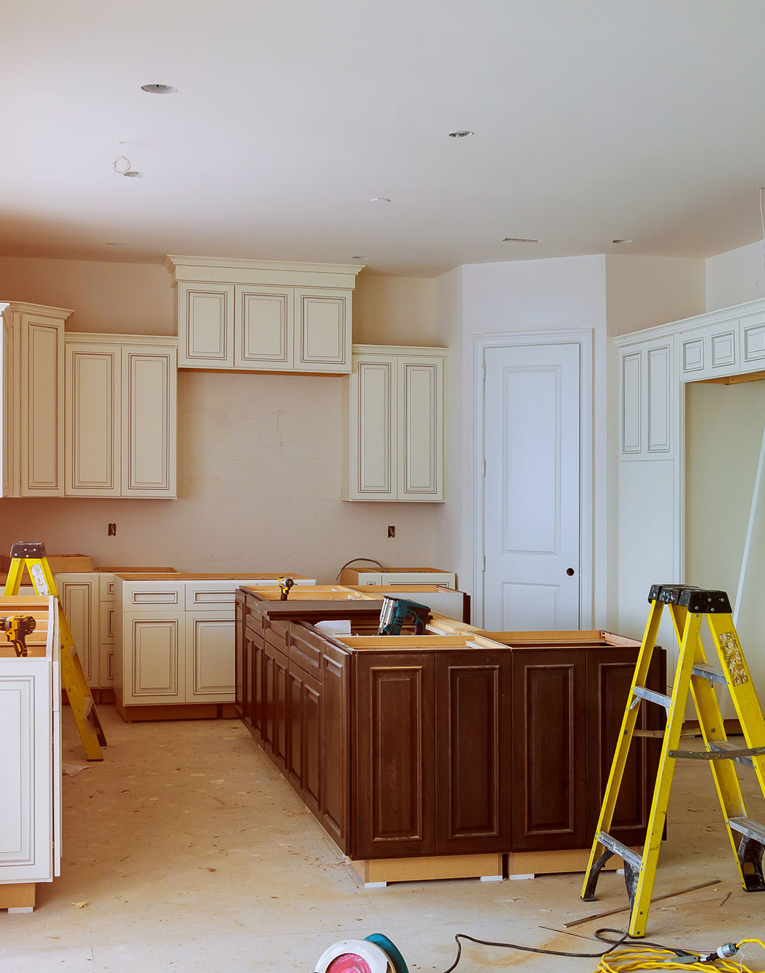 Newely refinished cabinets in a kitchen
