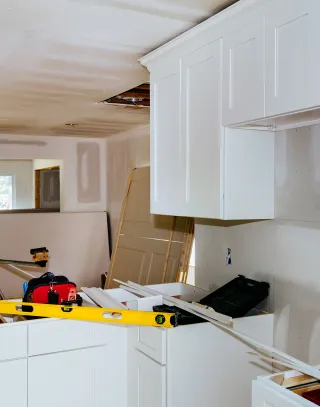 Newely refinished cabinets in a kitchen