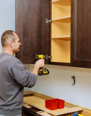 Newely refinished cabinets in a kitchen