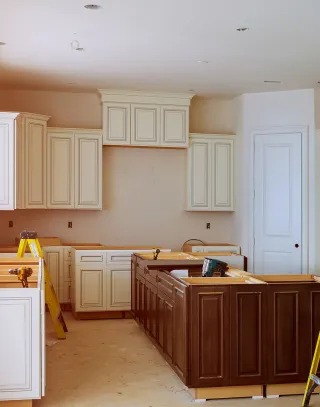 Newely refinished cabinets in a kitchen