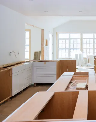 Newely refinished cabinets in a kitchen