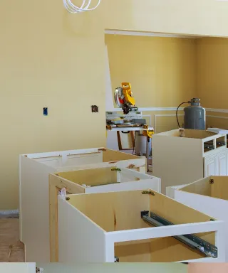 Newely refinished cabinets in a kitchen