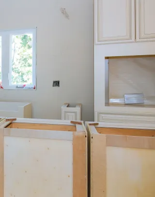 Newely refinished cabinets in a kitchen