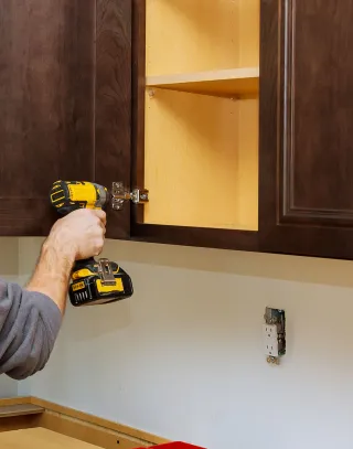 Newely refinished cabinets in a kitchen