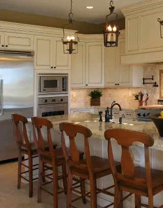 Newely refinished cabinets in a kitchen