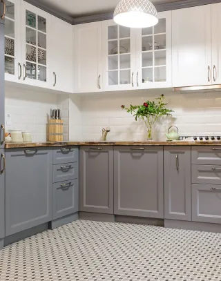Newely refinished cabinets in a kitchen